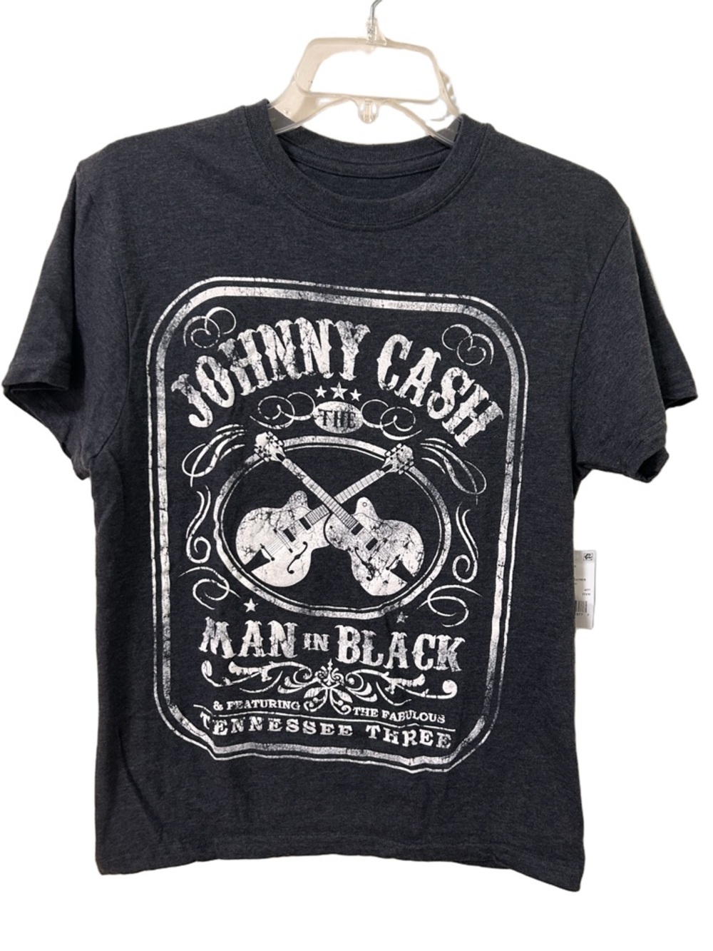 Johnny Cash 'Man in Black' Graphic T-Shirt charcoal gray women size S NWT